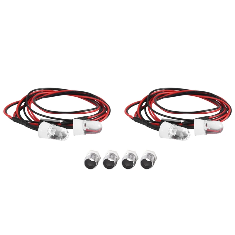 RC Car Lights 3-9V Light Set Headlight Head Light Lamps For 1/5 1/8 1/10 1/12 1/14 RC Model Car Truck LED, 2 White 8Mm Parts