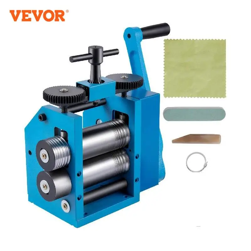 

VEVOR 3Inch Rolling Mills Gear Ratio 1:2.5 Manual Combination Metal Jewelry Sheet Square Semicircle Pattern Wire Roller Mill