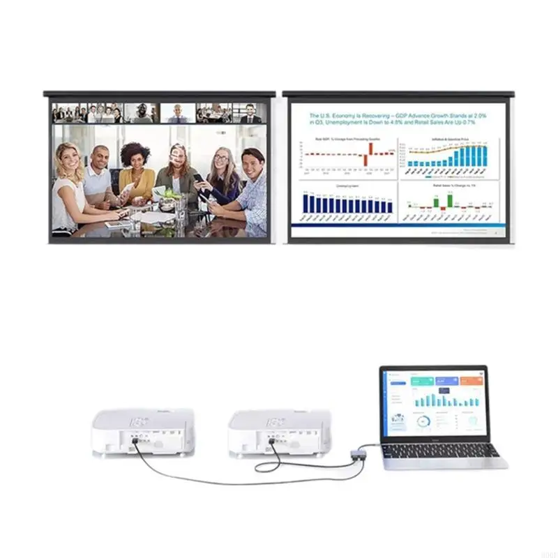 Custodia in alluminio con doppio adattatore HDTV 900F per desktop esteso 4K e mirroring dello schermo