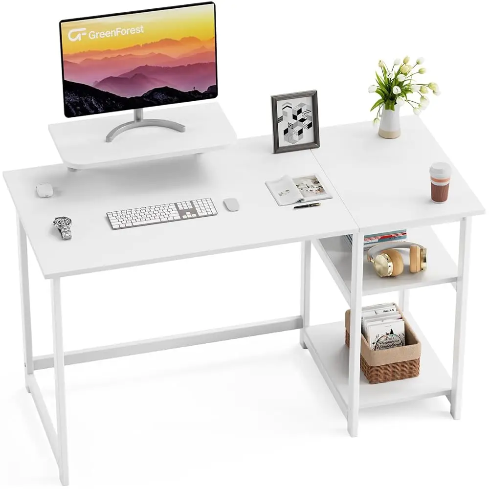 

Computer Desk With Monitor Stand,39 H Small Desk With Reversible Storage Shelve,Home Office Work Desk For Small Spaces,Easy