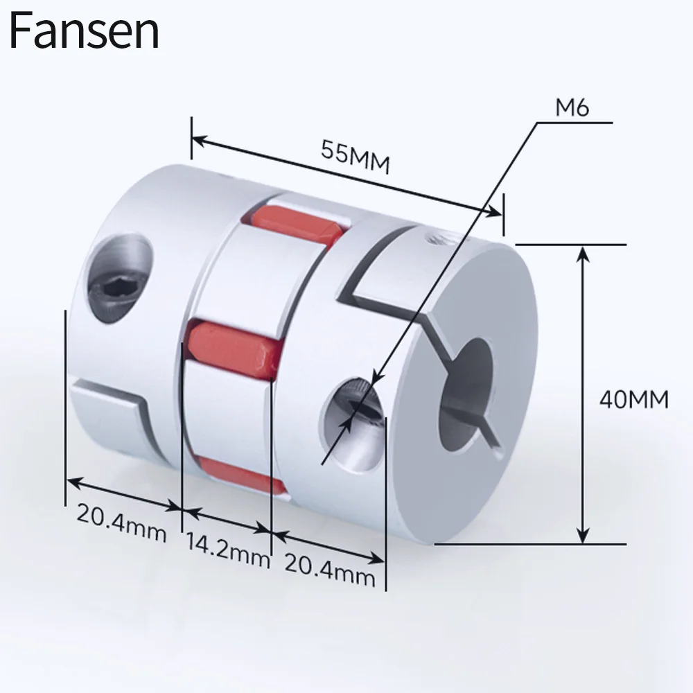 Fansen Jaw Shaft Coupler D40L55 Spider Flexible Motor Aluminium Flexible Coupling Encoder Connector8/9/10/12/14/15/16/17/19/22mm