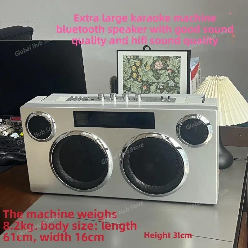 

New Bluetooth Speaker with Screen, Heavy Bass Speaker, Rock Karaoke Microphone HIFI Stereo Sound Quality USB Microphone Outdoor