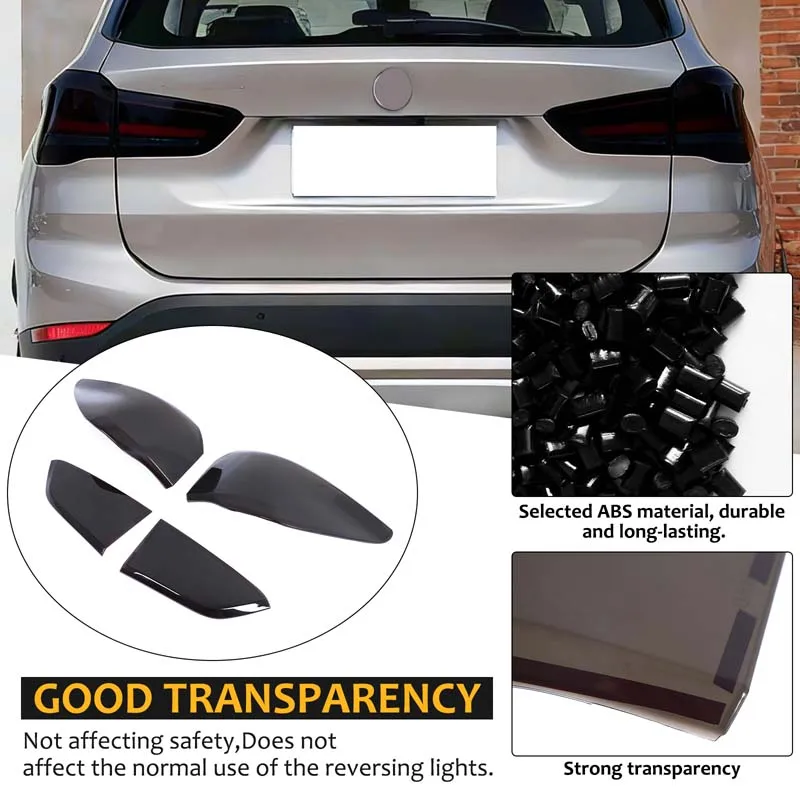 

4Pcs ABS black For BMW X1F48 F49 2020-2022 car taillight cover decorative sticker car exterior protection accessories