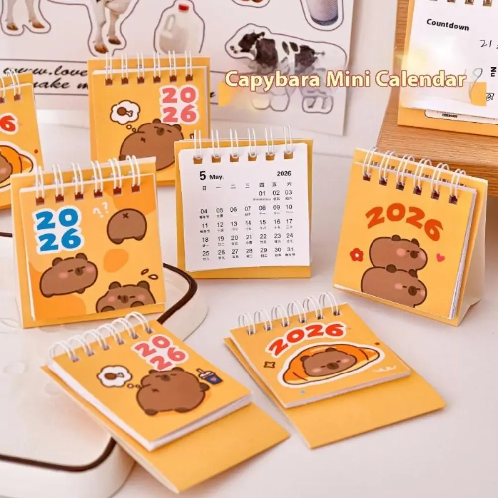 

Cute Mini 2026 Desk Calendar Portable Cartoon Capybara Mini Desk Calendar Schedule Planner Office School Supplies
