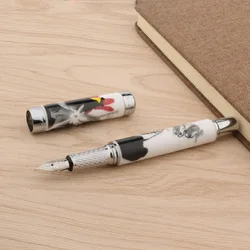 ceramics 1995 Fountain Pen Chinese Painting Red Plum Blossom Stationery Office School Supplies silver Ink Pens