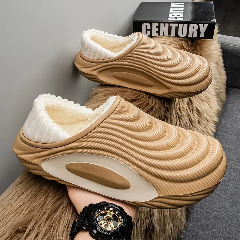 

Man Slippers Home Winter Fluffy Warm Cotton Shoes Non Slip Bedroom Women Slippers Ultralight Unisex Slippers Couples Fashion