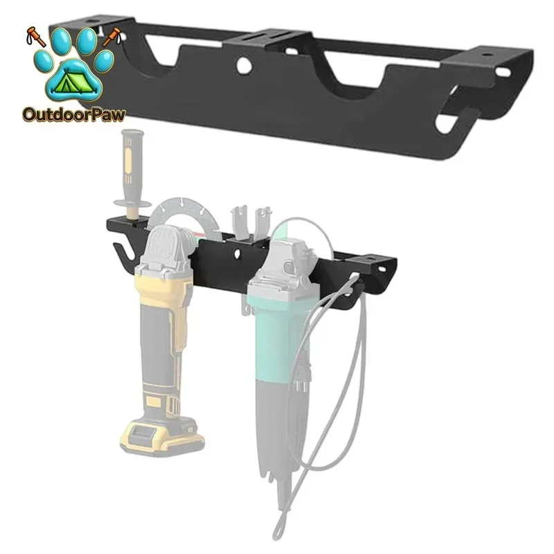 Angle Grinder Holder Durable Metal Tool Rack with Cord Hanger Wall Mount Bracket for Polishers Cutters Workshop Garage Organizer