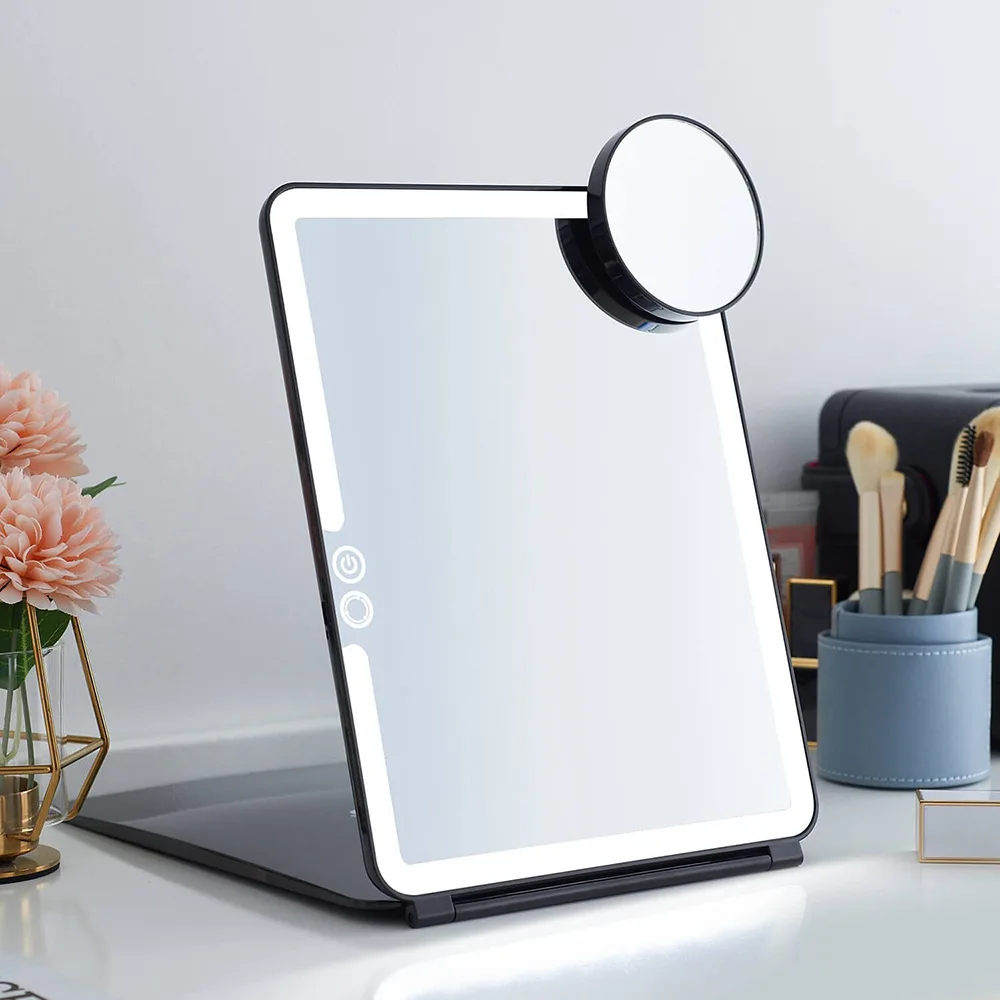 1500mAh Rechargeable Makeup Mirror, Portable Travel Design, 92 LED Lights, 3 Color Adjustable Personalized Features Tool