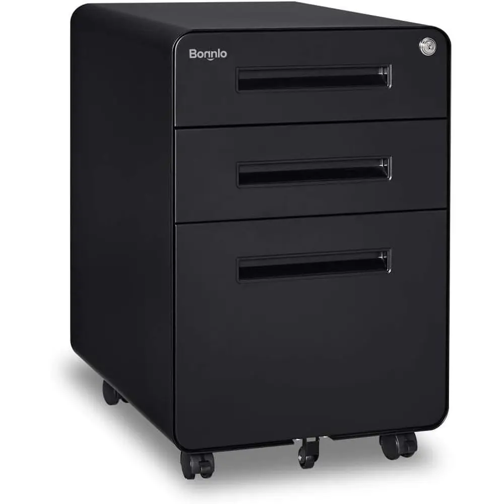 

Высокий передвижной шкаф на колесиках 23,8 дюйма с замком, мобильный органайзер для стола с лотком для карандашей, черный, подходит для офиса или дома, полностью собран, размер M
