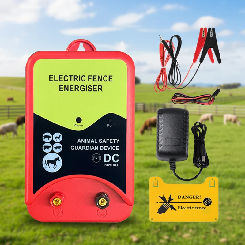 Electric Fence Energizer Charger Kit for Farm Livestock Cattle Pet Garden, Electric Powered Fence Controller