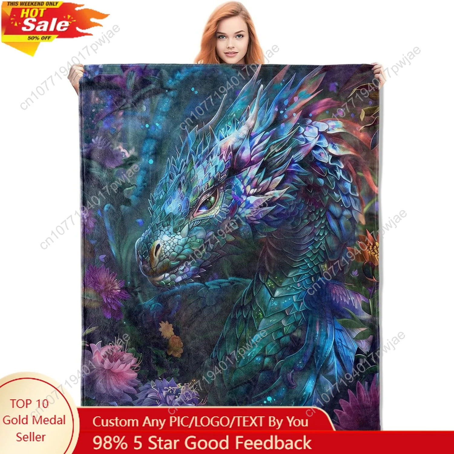 

Mystical Dragon in Enchanted Forest Blanket Gifts for Women Dragon Theme Flannel Blanket Soft Warm Lightweight Throw Blankets