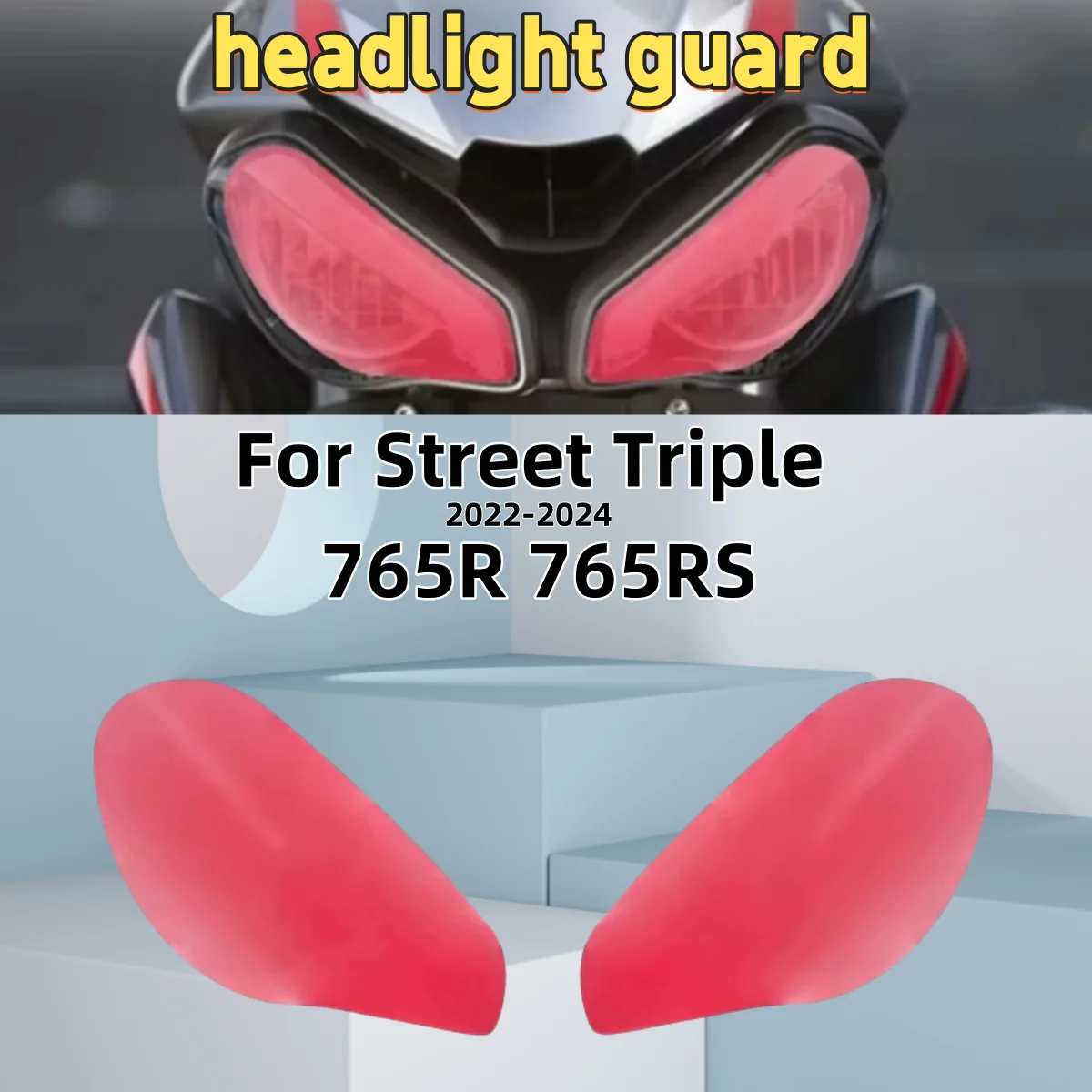 For Street Triple 765R 765RS 765 R 2020-2024 Headlamp Headlight Guard Shield Screen Lens Cover Front Light Lamp Protector Shade