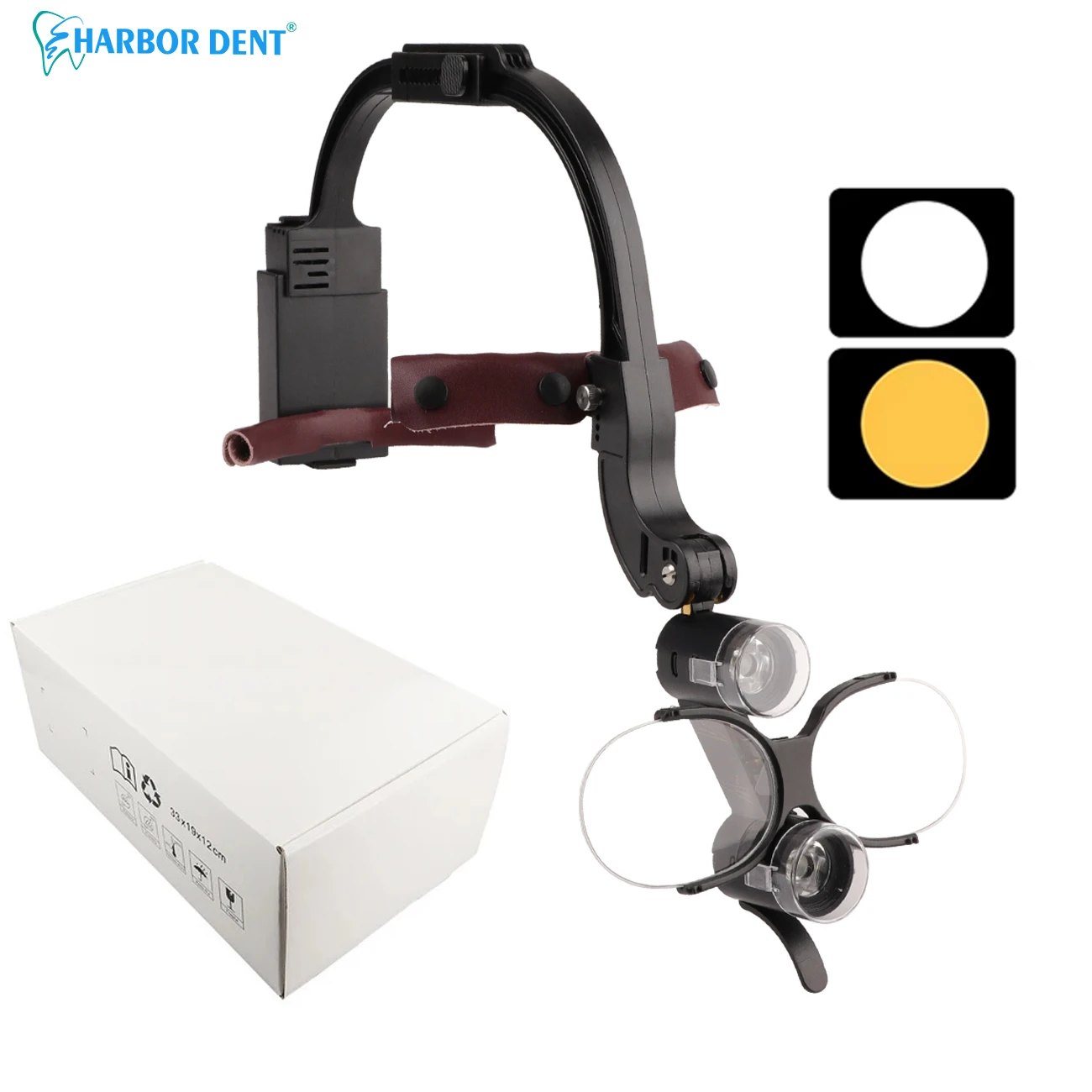 Binocular Magnifying Glass 2.5X 3.5X Head-Mounted 5W Double LED Light Surgical Headlight Dentist Medical Lamp Lightweight Head