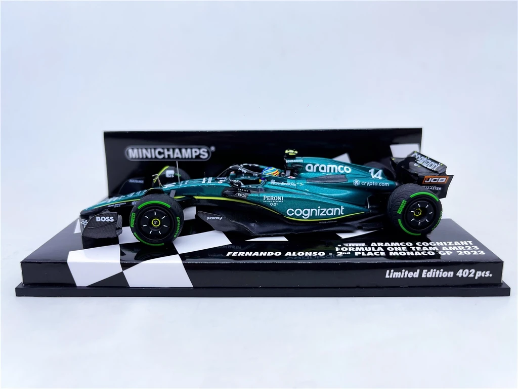 Minichamps 1:43 F1 AMR23 Alonso 2023 Monaco Simulation Limited Edition Resin Metal Static Car Model Toy Gift