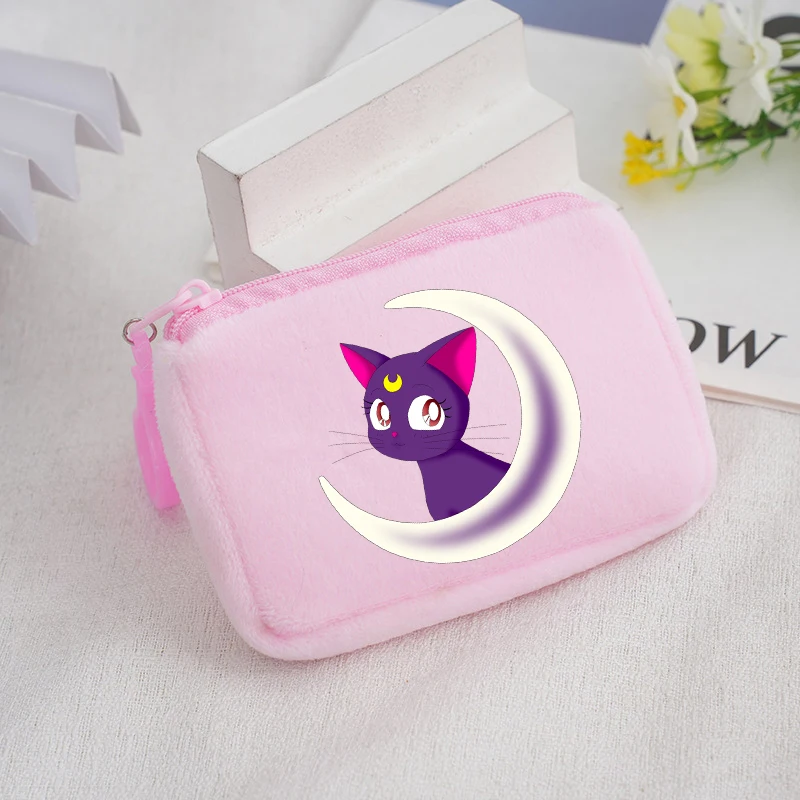 Sailor Moon Children Plush Coin Purse Wallet Boys Girls Mini Cartoon Anime Kawaii Storage Bag Handbag Kids Birthday Cute Gifts