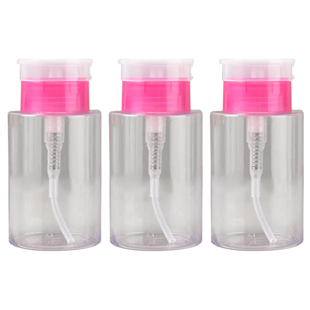 

3pcs Refillable Pump Bottles Liquid Plastic Travel Dispenser Empty Squeeze Durable Portable Cleaner Nail Containers Makeup