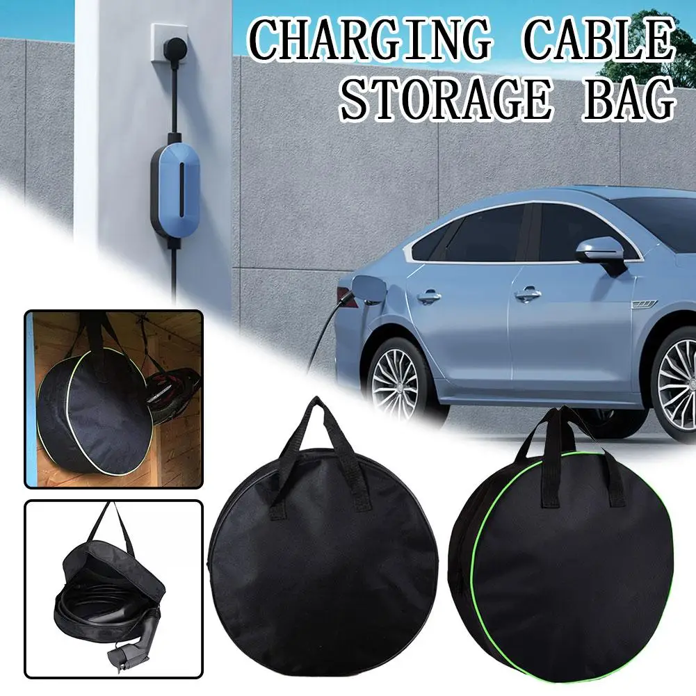 Durable Round Car Charge Cable Storage Bag Waterproof Oxford Cloth Storage Bags Round Car Tools Organizer Accessories