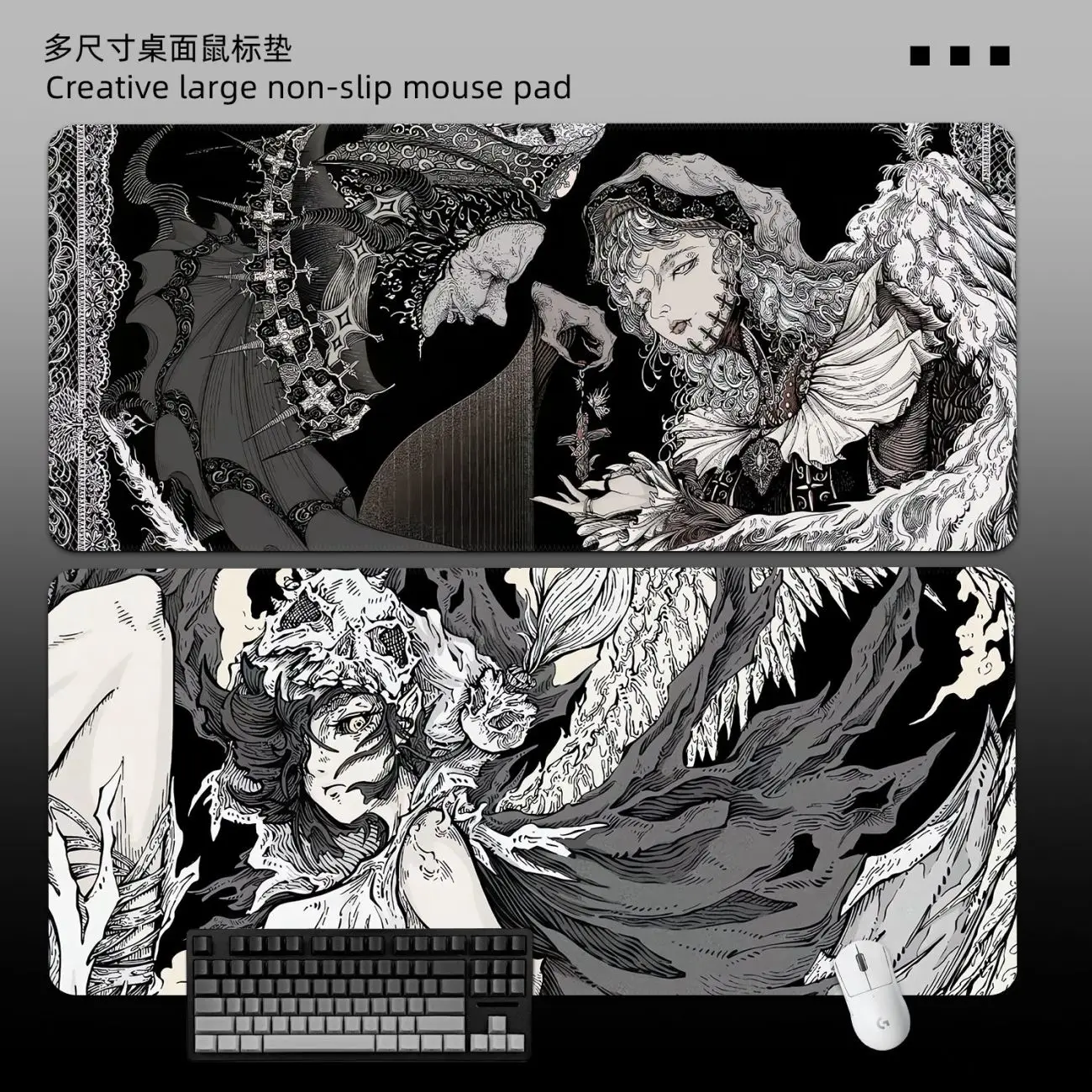 Personality Medieval Black Angel Leather Table Mat Waterproof New Leather Gaming Keyboard Mat For Girls Hearts Office Mat