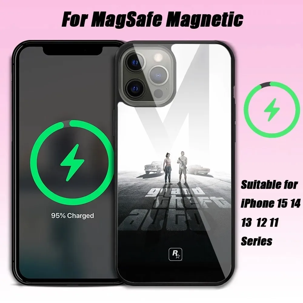 Rockstar Gta 5 Grand Phone Case For IPhone 15 14 13 Pro Max 11 12 Mini Alex Mirror For Magsafe Wireless Charging Cover