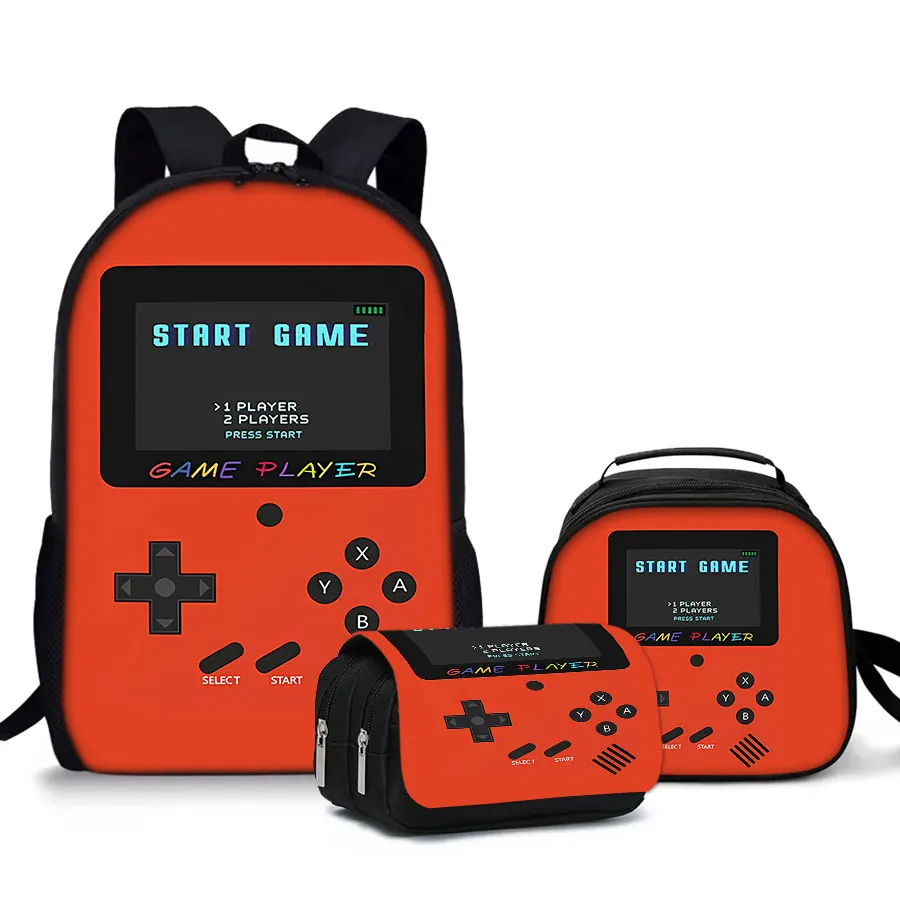 Hot 3 Pcs Set Games Console Simple Style Lightweight Boys/Girls Gift 2D Cartoon Big Capacity Teens Laptop Backpack Women Men
