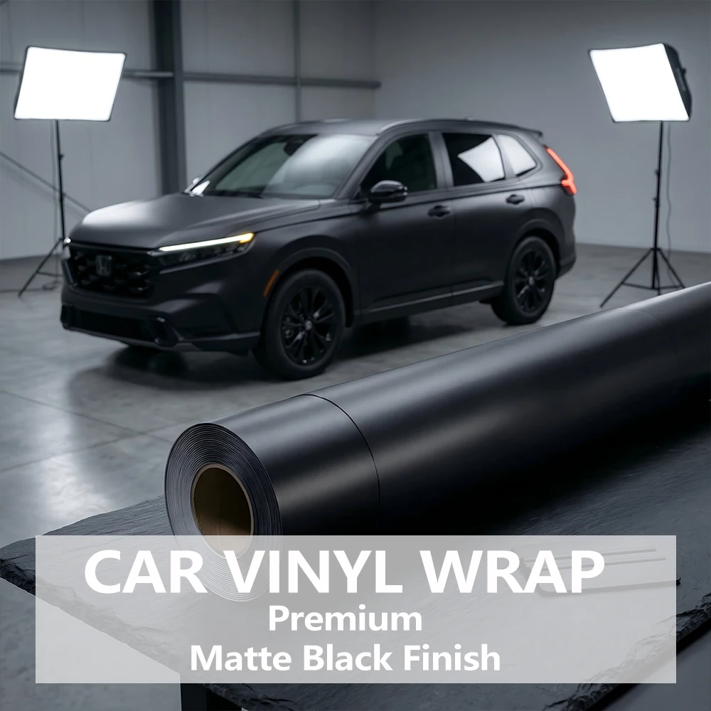 Premium Matt Black Car Vinyl Wrap for Honda Civic CR-V HRV Accord Pilot Passport Bubble-Free DIY Auto Color Change Sticker Cover