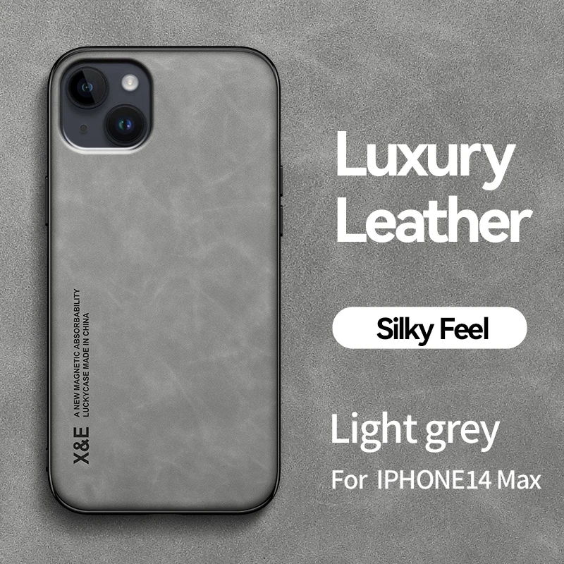 Phone Case For iPhone 13 14 11 12 X XS XR Pro Max Mini 7 8 Plus SE 2020 Cashmere Leather Magnetic Suction Shockproof Back Cover