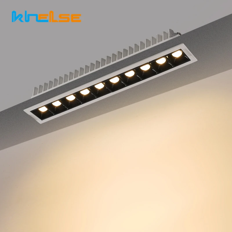 

Recessed LED Linear Grille Lights Thyristor Dimmable Anti-glare Long Strip Spotlight Living Room Office Ceiling Lamp 4W 10W 30W