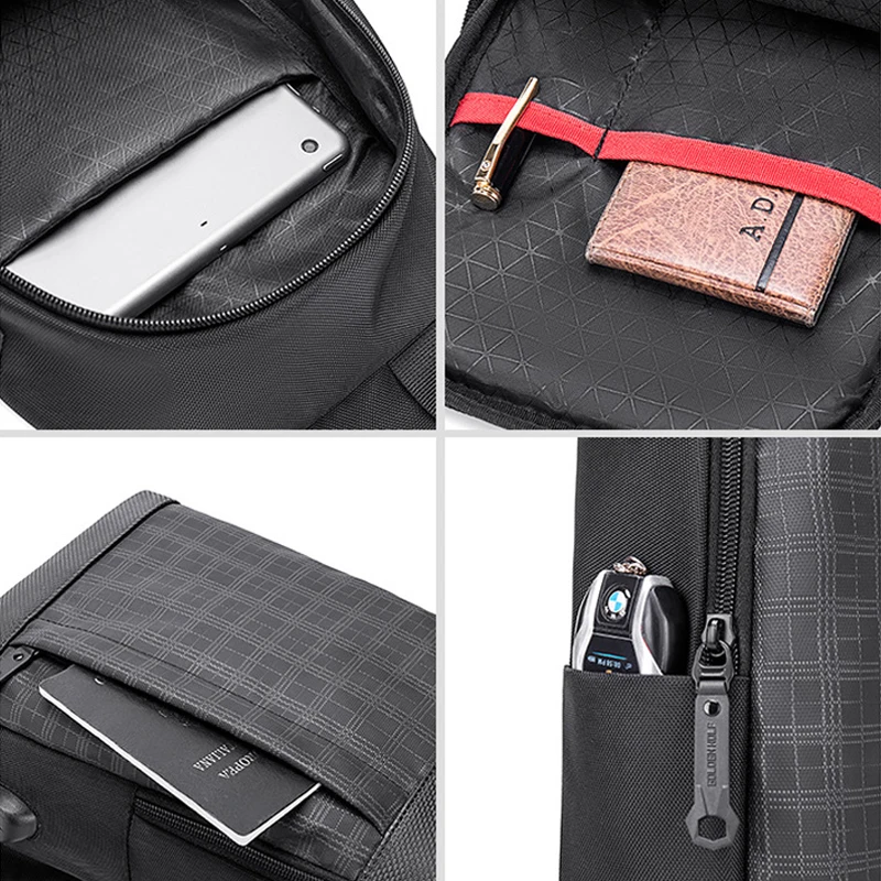 حقيبة كمبيوتر لوحي 9.7 بوصة USB شحن الكتف رسول حقائب مع ثقب سماعة الصدر حقيبة حزمة السفر Crossbody حقيبة رياضية