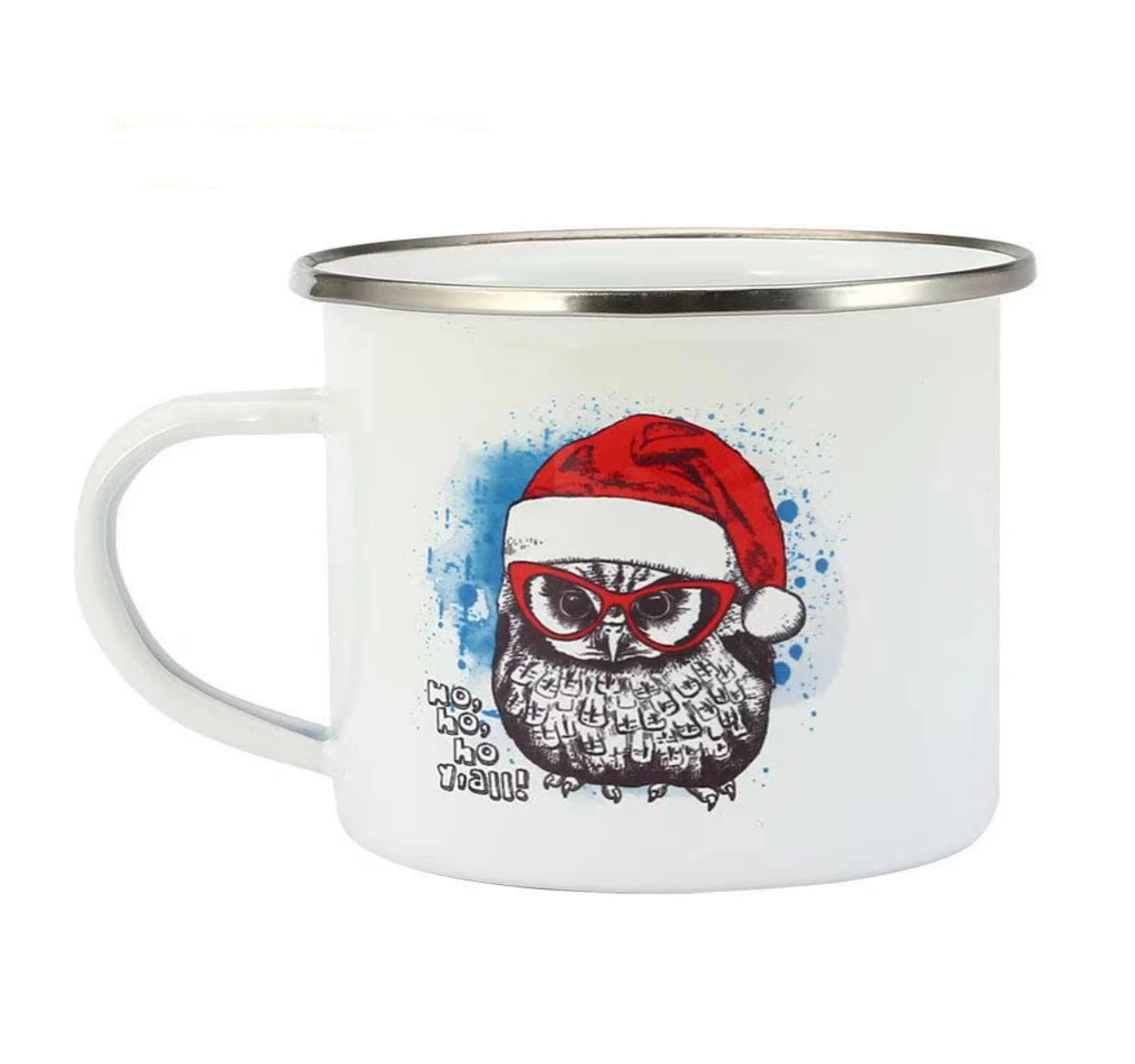 Personalized Sublimation BlankEnamel Mugs with Silver Edge Small White Camping Coffee Tea Cup for Custom Logo Stainless Steel