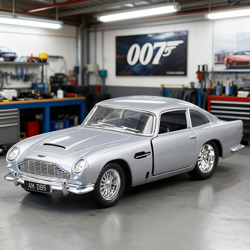 

1:38 DB5 007 Суперкар из сплава, литье под давлением и игрушечный транспорт, модель автомобиля, миниатюрная масштабная модель автомобиля для детей