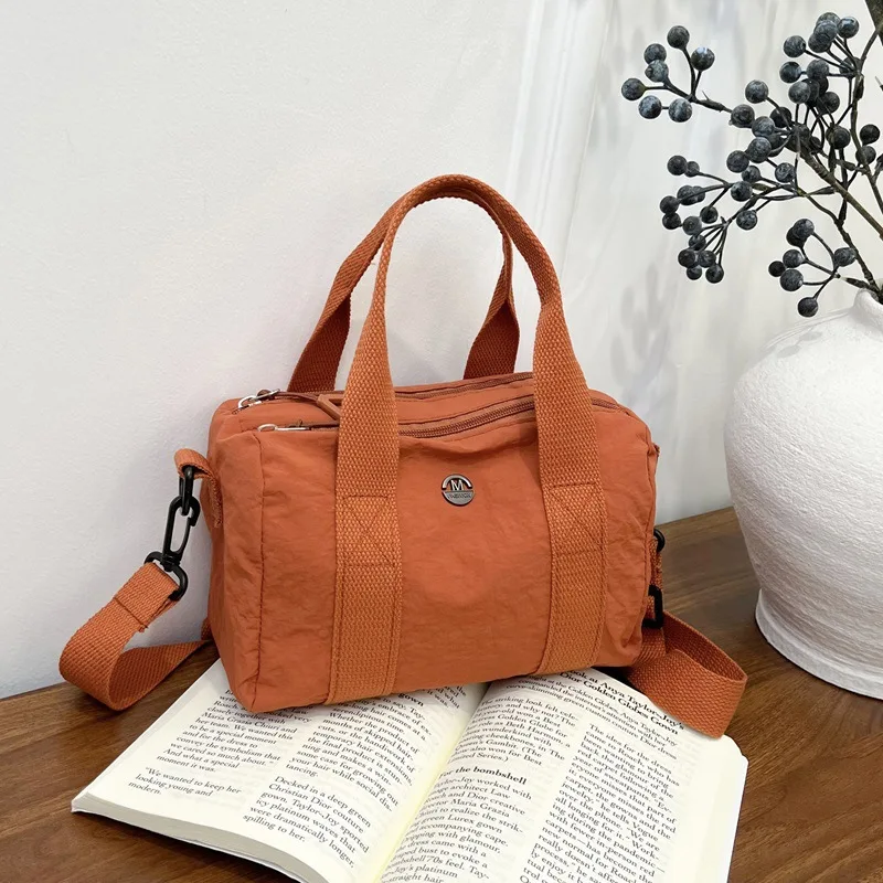 Bolso Bandolera de Moda para Mujer, Casual, de Lona Lavada, Ligero, Pequeño, Cómodo y Versátil, con Textura Cuadrada