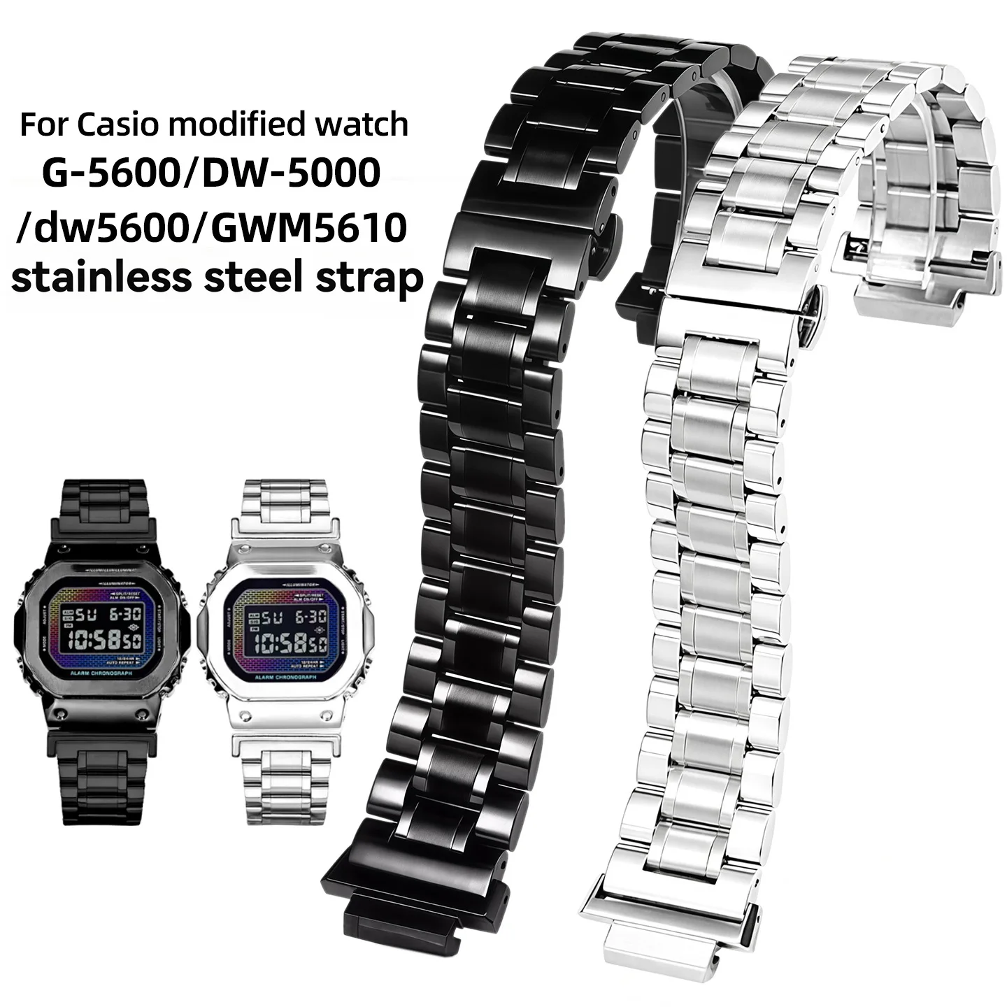 

Модифицированный ремешок для Casio G-shock серии DW5600/GW-M5610 GW-B5600, металлический ремешок из твердой нержавеющей стали, мужские аксессуары для часов