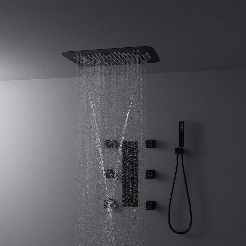 Multifunctional Bathroom Shower Combo Set Ceiling Mount Rainfall Waterfall Bathroom Shower System