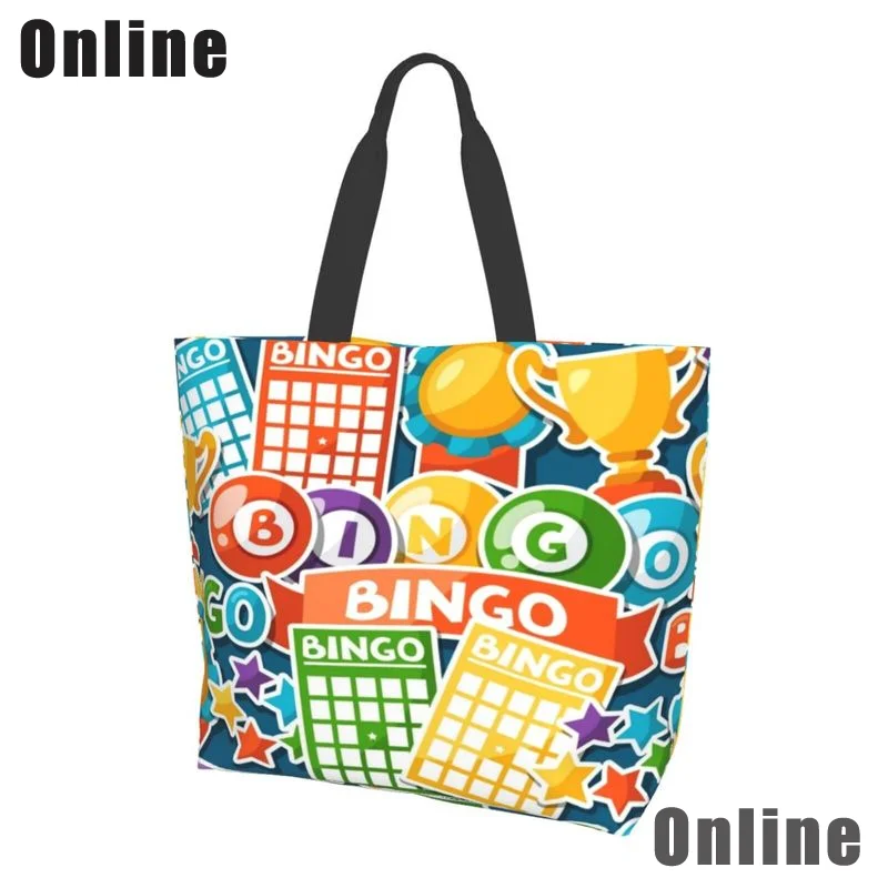 I Love Bingo Game Funny Handbags Shoulder Bags Casual Shopping Girls Tote Bag for Women Folding Reusable Shopping Bags