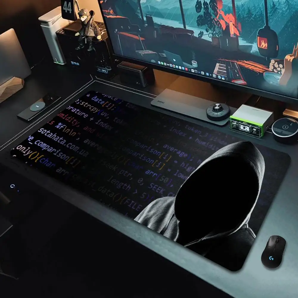 XXL Large Size Gaming Mouse Pads, Mysterious Hacker Style Design Mouse Mat, Rubber Non-Slip Base, Suitable for Office and Gaming