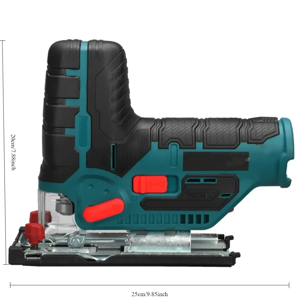 12V 80mm Brushless Cordless Jig Saw Electric Jigsaw 45 Degree Tilt Angle 6 Speed Adjustable Portable Woodworking Power Tool