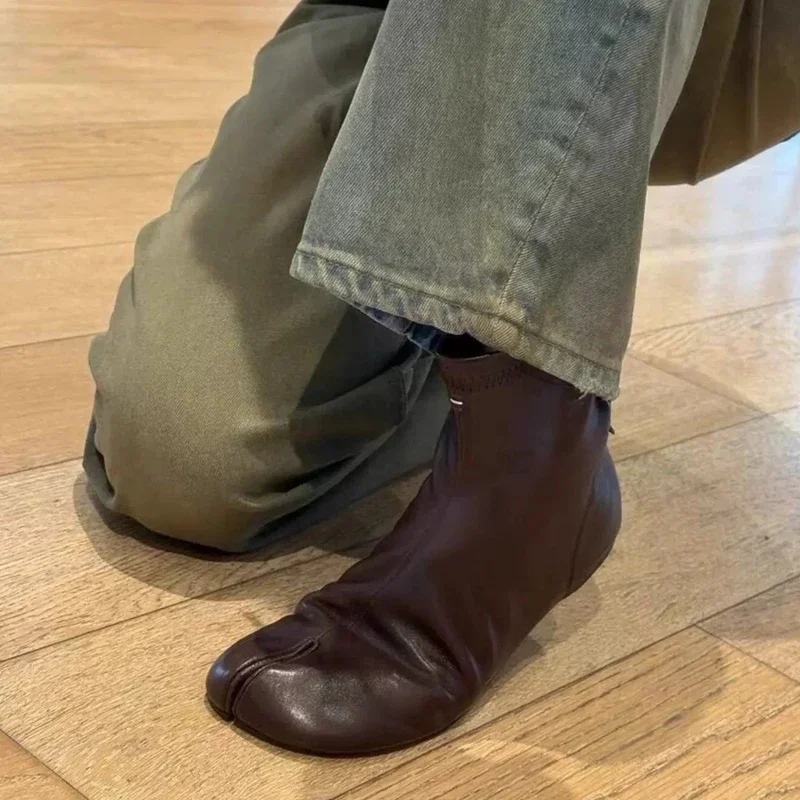 

Aneikeh Punk Style Cosy Soft PU Leather Square Low Heels Spring Autumn Round Toe Woman Ankle Boots Zipper Shoes