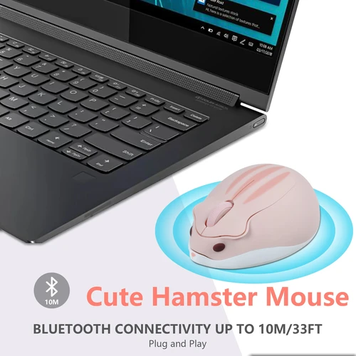 Imagen 2 del producto Ratón creativo con forma de hámster de dibujos animados, Mini ratón óptico ergonómico silencioso inalámbrico con Bluetooth/2,4G, Universal para PC, portátil y de escritorio