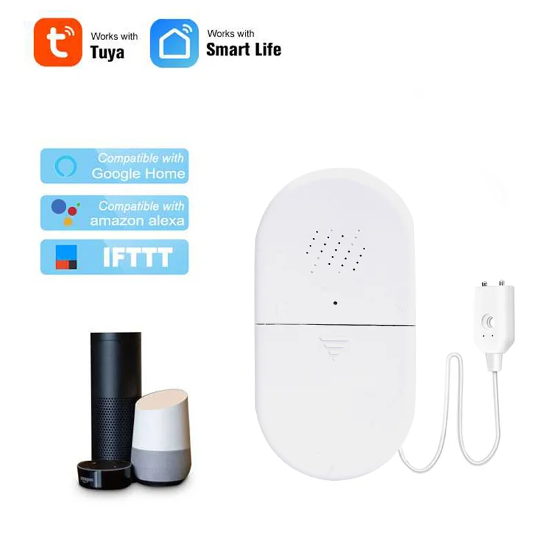 

Tuya WiFi 90-120 dB volume adjustment Smart Water Leak Sensor Water Overflow Level Detector Security Sound Alarm System Flood L