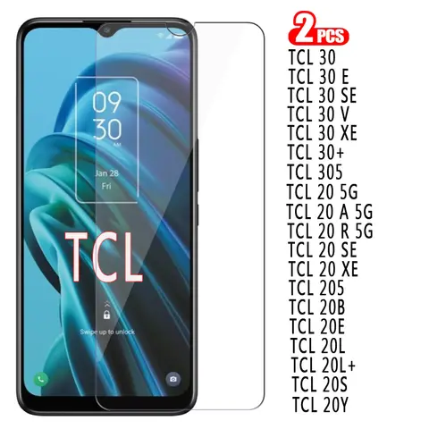 Film d'écran de couverture en verre pour TCL 40R, 20 A, R, Y, S, E, B, V E Recruitment, SE Plus, 205, 305, 30E, 30SE, 30V, 30Recruitment, 20L, 20S, 20E, 20B, 2-1 pièces