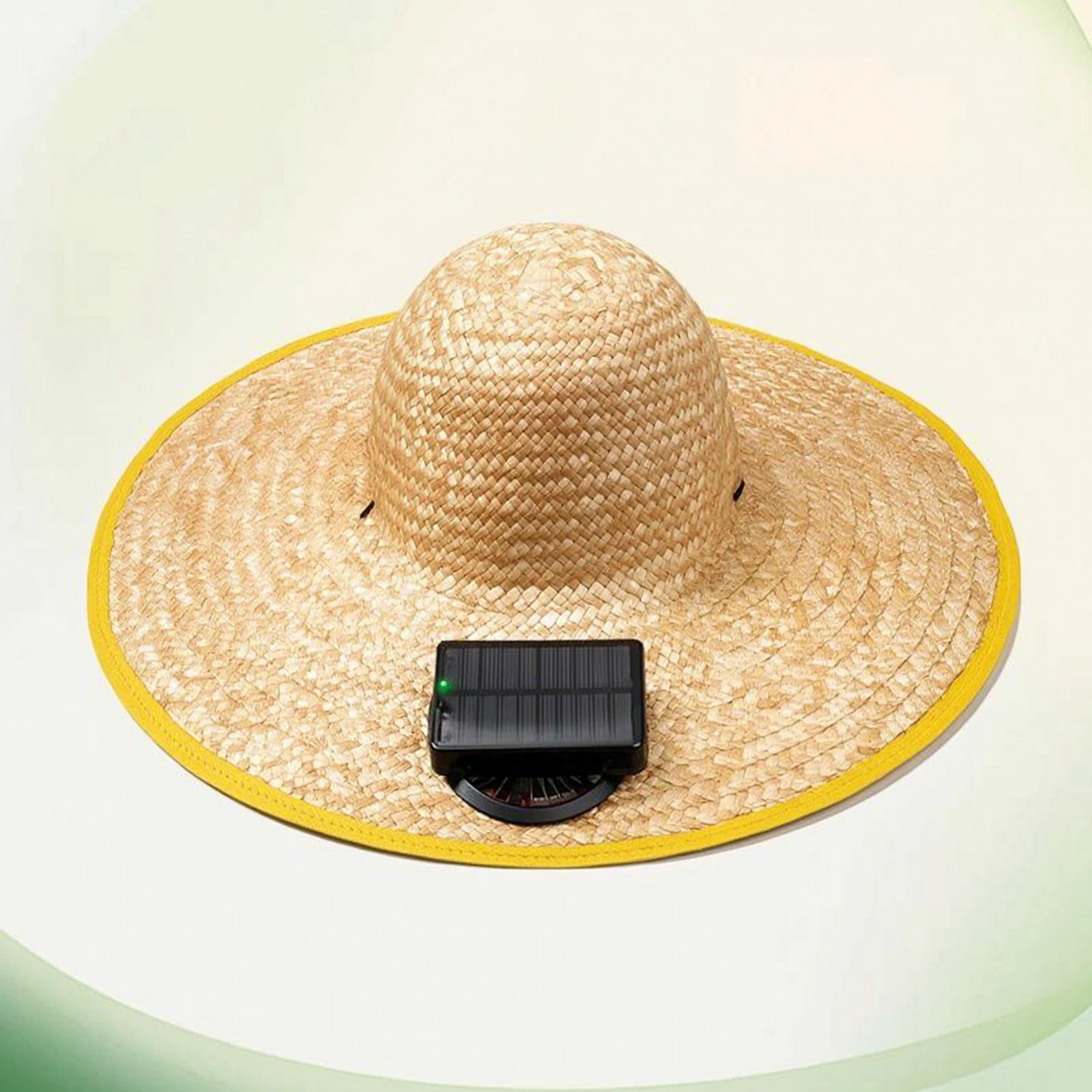 Straw Hat with Fan Lightweight Sun Hat with Fan Adjustable Rain-Resistant for Gardeners, Gardening, Farming