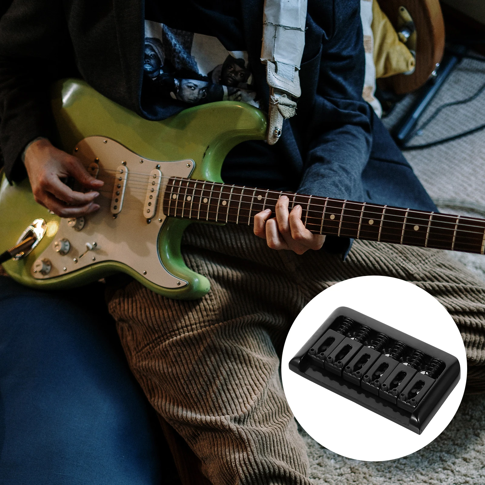 

6 String Electric Guitar Bridge Alloy Parts Hardtail Saddle Durable Guitar Bridge Practical Easy Mount Accessories