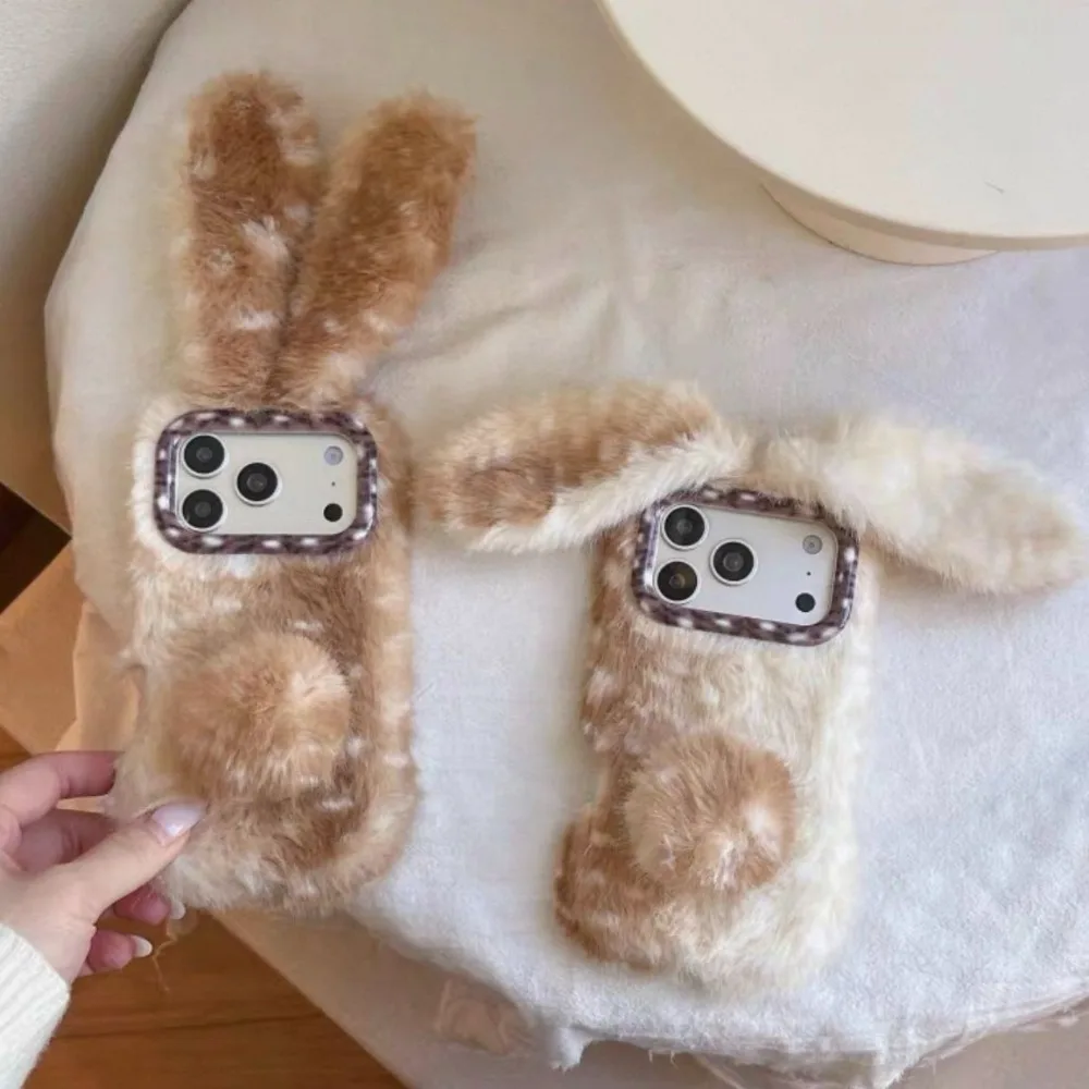 Creative Cartoon Anime Cute Plush Rabbit Warm Phone Case Back Cover Suitable for IPhone 17 Pro Max Air 16 15 14 13 Girl Gift