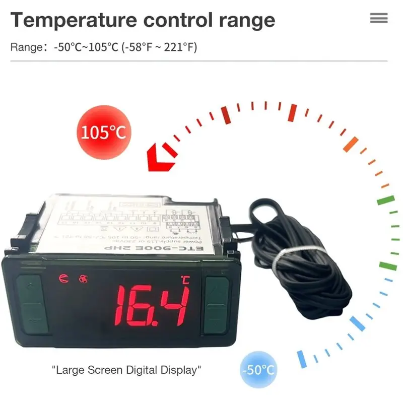 A11I Digital Temperature Controller -50-105 ℃ LCD Display Electronic Thermostat With Heating Cooling Defrosting