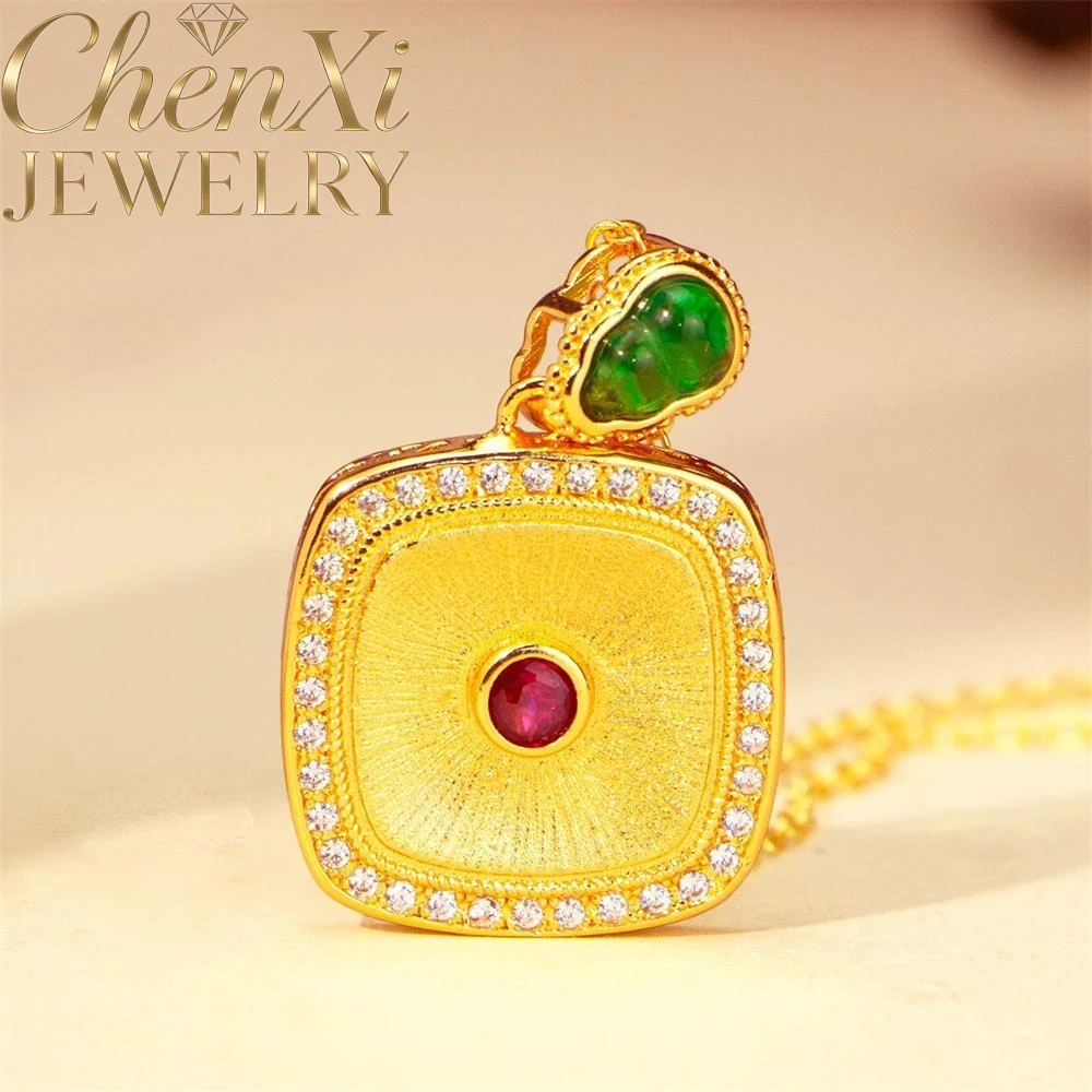

High-End Sand Gold Brushed Square Gourd Pendant Luxury Quality Fashion Fine Jewelry Exquisite Popular Elegant Charms Mascots