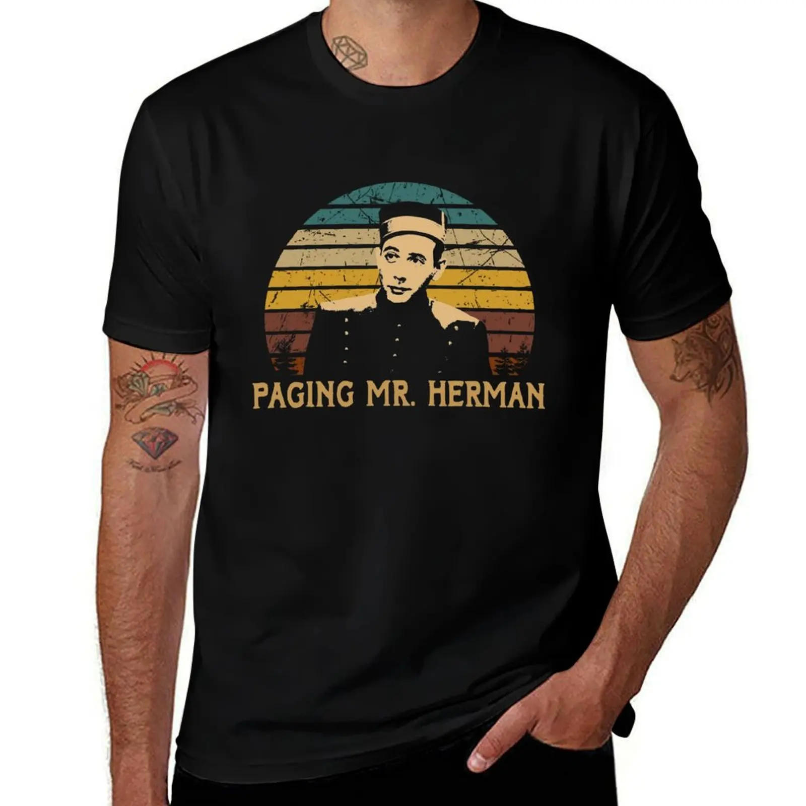 Retro Pee-wee's Big Adventure Films - Paging Mr. Herman T-Shirt Vintage Print Crew Neck Tee T-Shirt