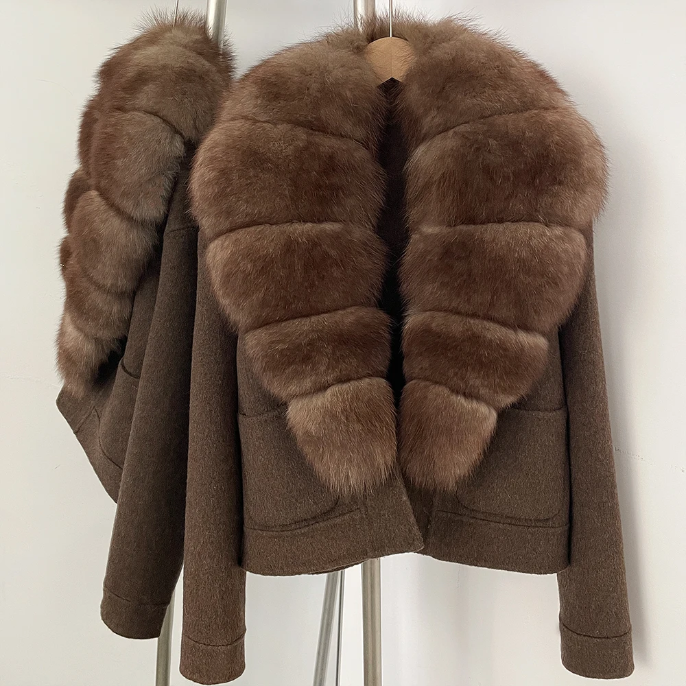 

Женское шерстяное пальто из натурального меха класса люкс: новая коллекция, куртка с натуральным мехом, женские пальто и куртки