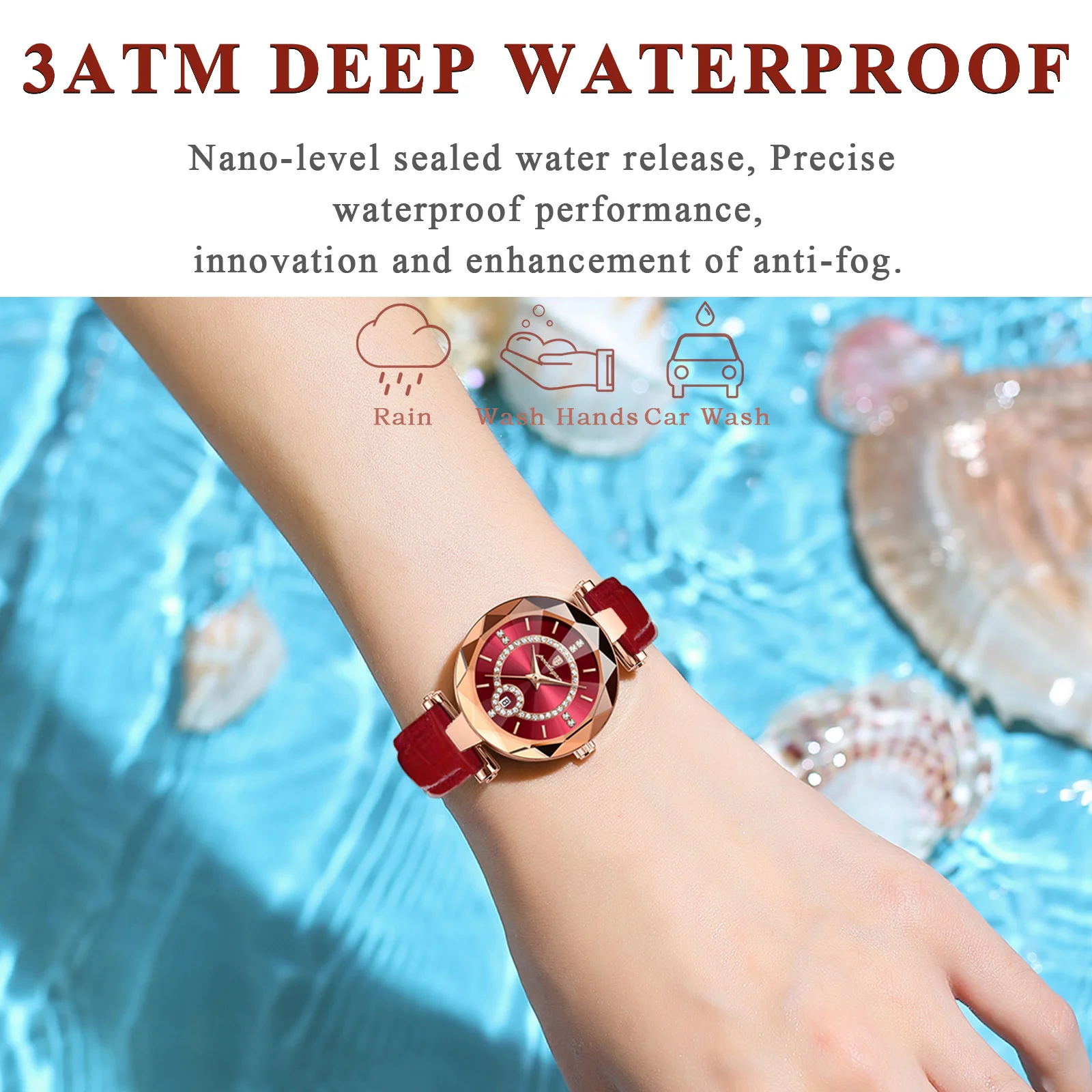 Reloj POEDAGAR de lujo para mujer, relojes de cuero con fecha resistente al agua de alta calidad para mujer, reloj informal de cuarzo para mujer + caja