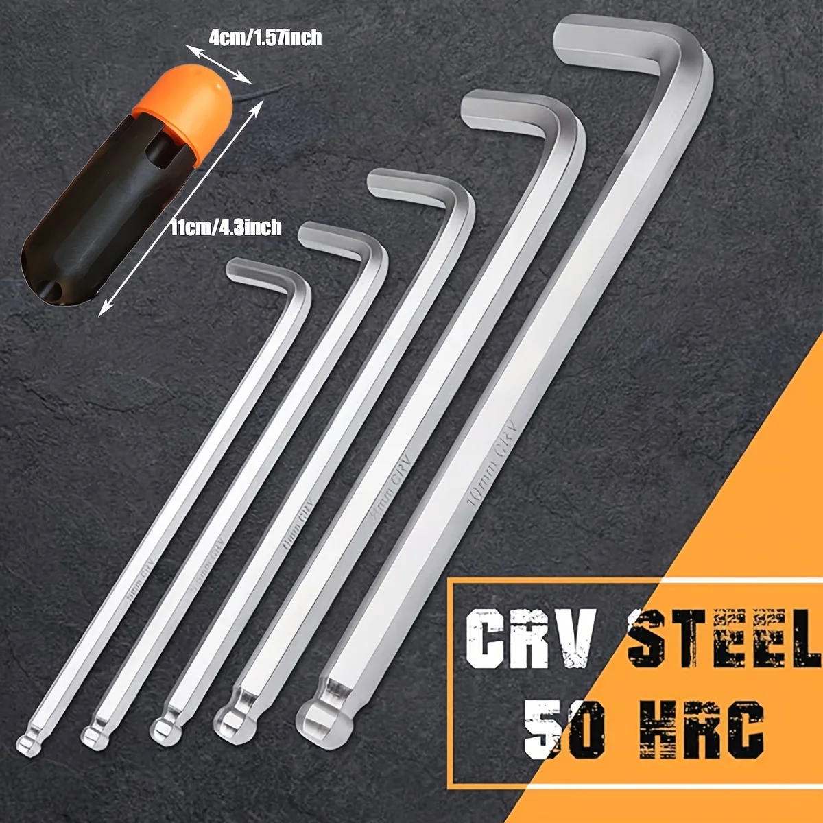 9pcs Allen Wrenches Hex Keys - L Shaped Ball End in Long and Short Arm - Metric Sizes 1.5mm - 10mm & SAE Sizes 0.06\