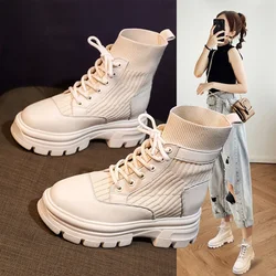 Moda damska Jesień i zima Nude Boots 20223 New Casual Women Shoes Short Boots Woman British Style Botas De Mujer